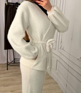 Костюм кофта на запах с поясом и свободные брюки MIK-7100A1150