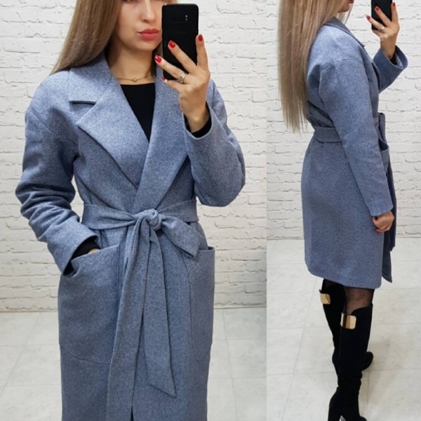 Женское пальто с поясом приталенное MUN-175A1050