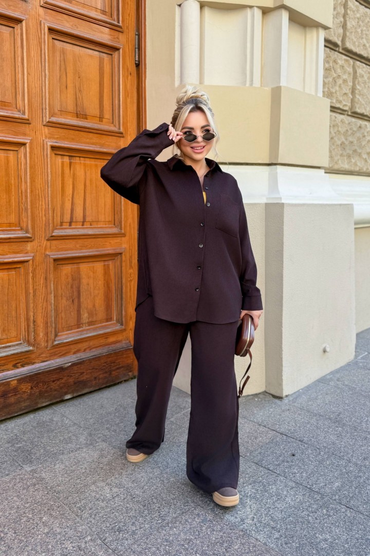 Вельветовый брючный костюм женский  AJO-1003A650