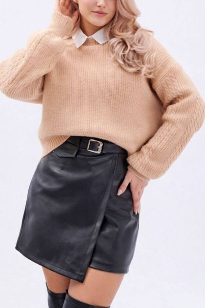 Кожаная юбка -шорты INS-489A500