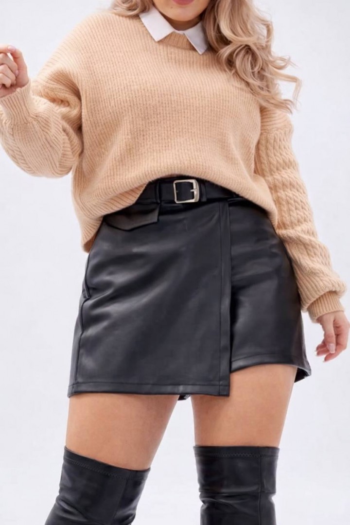 Кожаная юбка -шорты INS-489A500