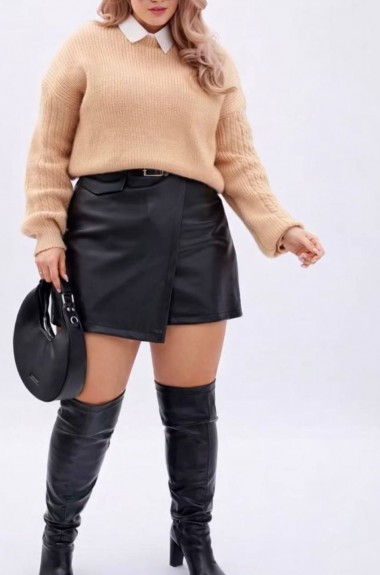 Кожаная юбка -шорты INS-489A500 Кожаная юбка -шорты INS-489A500
