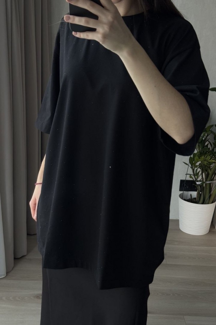 Футболка вільного крою зі стразами MIK-4264A420