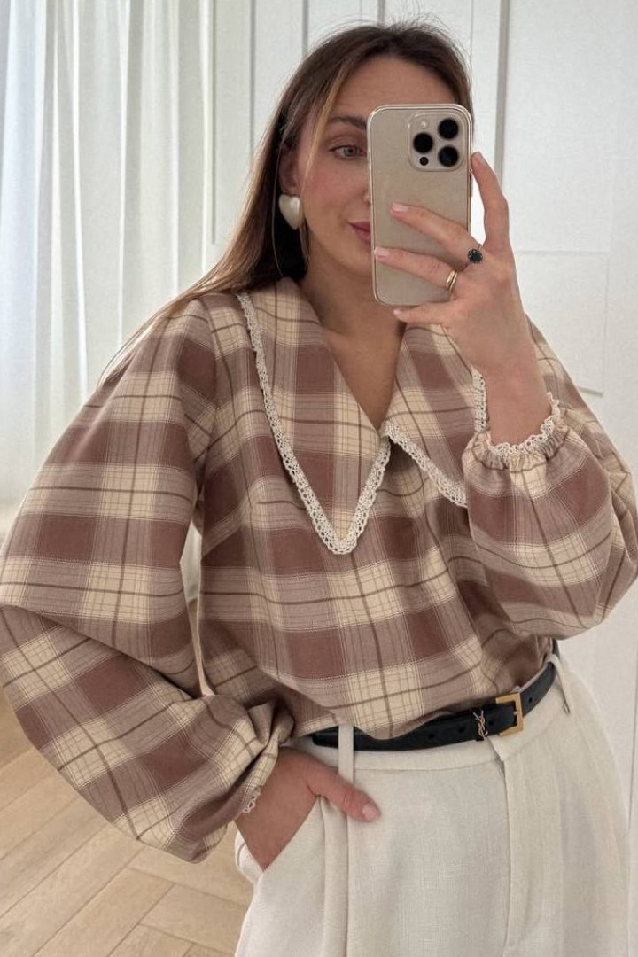 Блузка с кружевом VOL-746A580