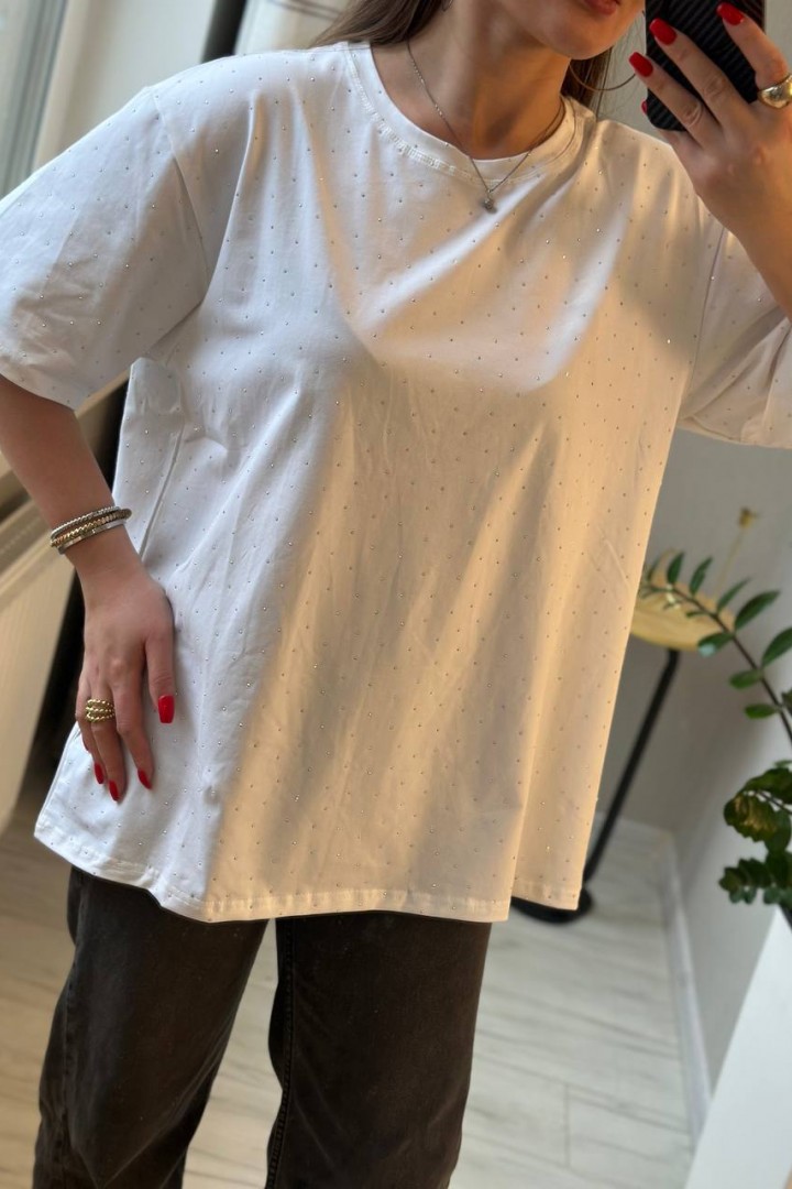 Футболка оверсайз со стразами SABI-564A385