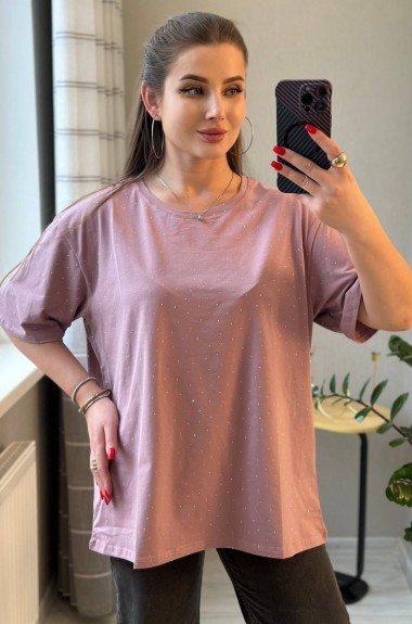 Футболка оверсайз со стразами SABI-564A385