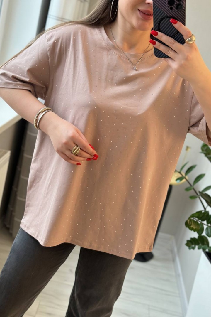 Футболка оверсайз со стразами SABI-564A385