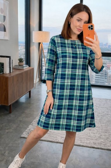 Сукня трапеція в клітинку SABI-704A150