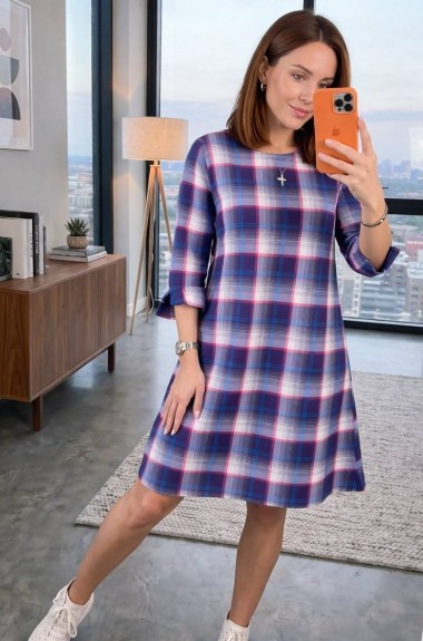 Сукня трапеція в клітинку SABI-704A150