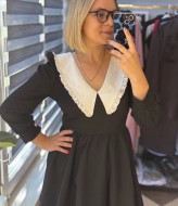 Чорна сукня з білим комірцем LOU-1326A710