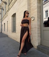 Комплект топ+штани палаццо з розрізами EVD-386A450