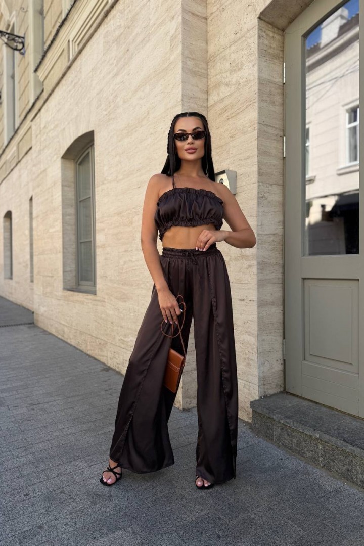 Комплект топ+штани палаццо з розрізами EVD-386A450