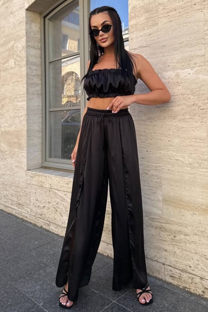 Комплект топ+штани палаццо з розрізами EVD-386A450