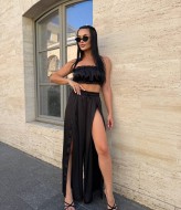 Комплект топ+штани палаццо з розрізами EVD-386A450