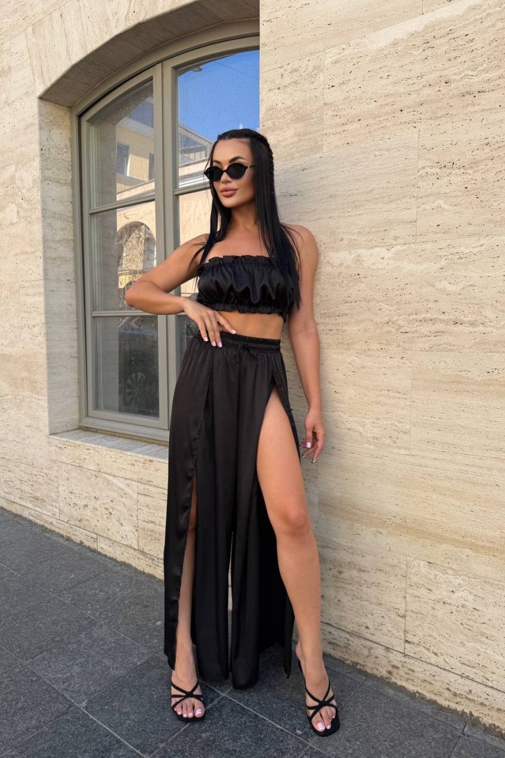 Комплект топ+штани палаццо з розрізами EVD-386A450