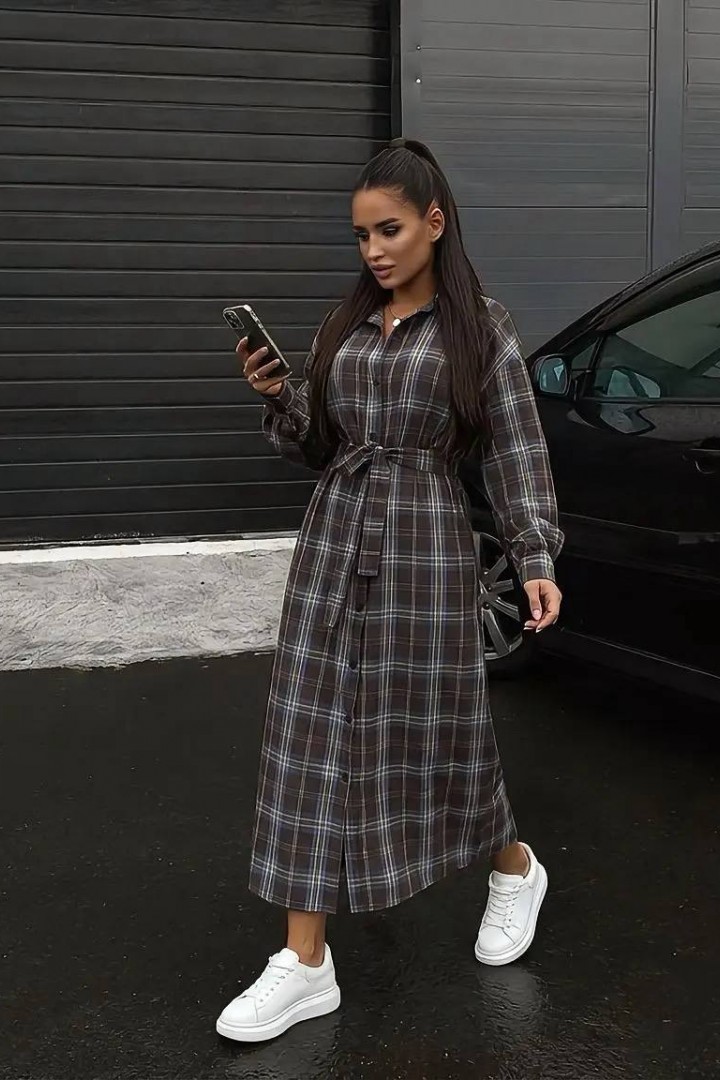 Платье-рубашка в клеточку IMMA-397A599B680