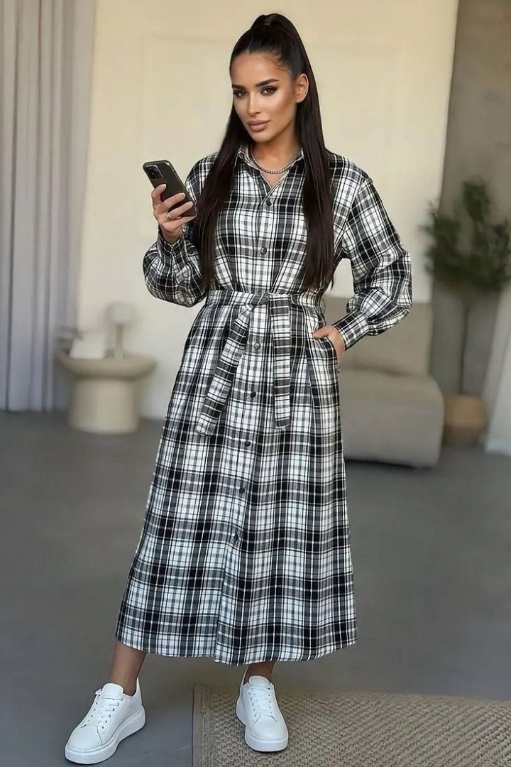 Платье-рубашка в клеточку IMMA-397A599B680