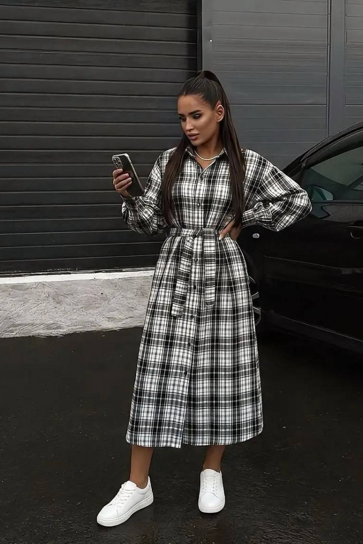 Платье-рубашка в клеточку IMMA-397A599B680