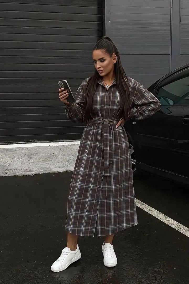 Платье-рубашка в клеточку IMMA-397A599B680