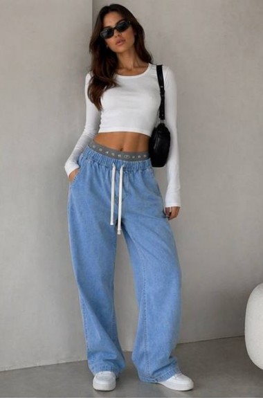 Летние джинсы пояс на резинке STC-333A599