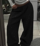 Трикотажные брюки со стразами LK-381A550