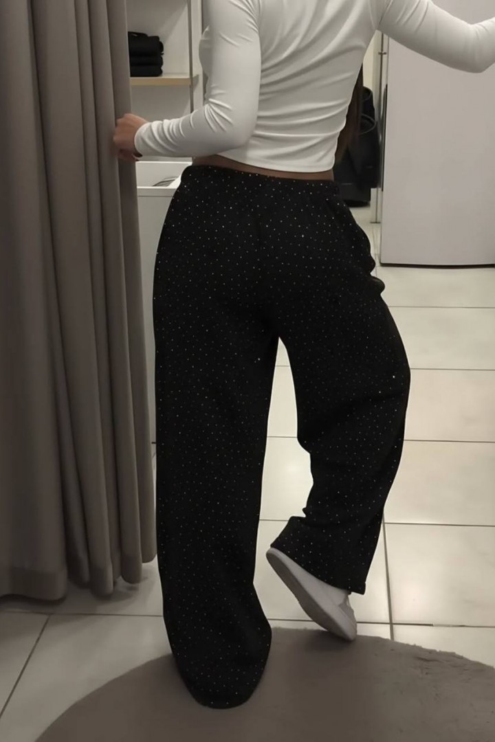 Трикотажные брюки со стразами LK-381A550