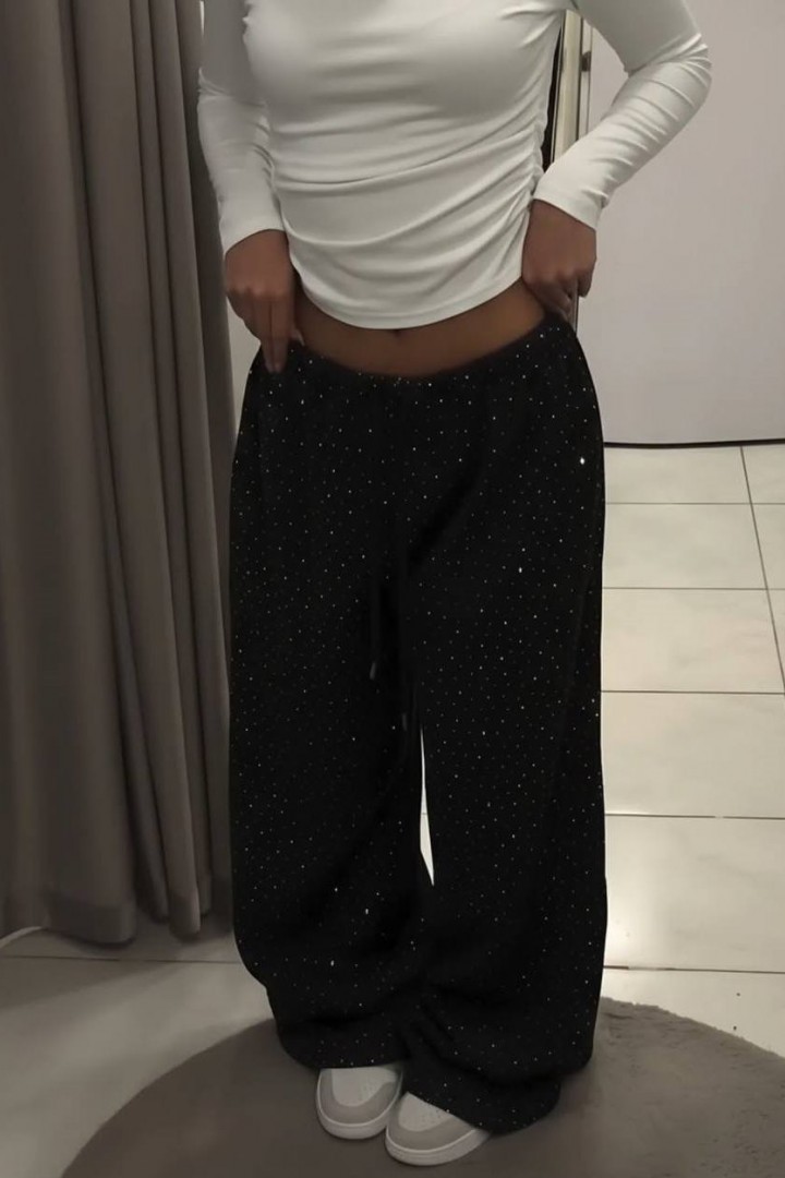 Трикотажные брюки со стразами LK-381A550