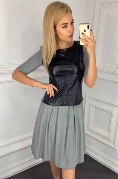 Комбинированное платье из разных тканей NJ-OKO-113A10 Комбинированное платье из разных тканей NJ-OKO-113A10