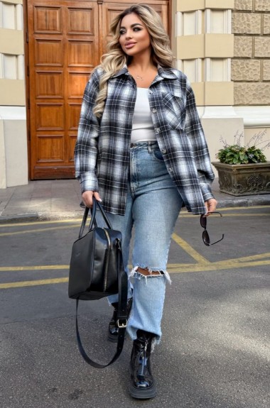 Оверсайз рубашка женская в клетку  NA-3851A545