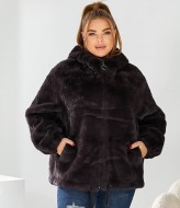 Короткая шуба с капюшоном  MAX-951A1600