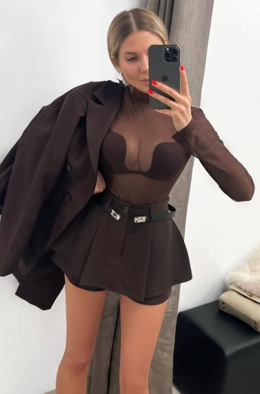 Костюм тройка пиджак, юбка-шорты и боди EST-5939A950