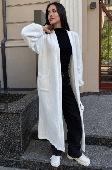Белый длинный кардиган DN-266A850 Белый длинный кардиган DN-266A850