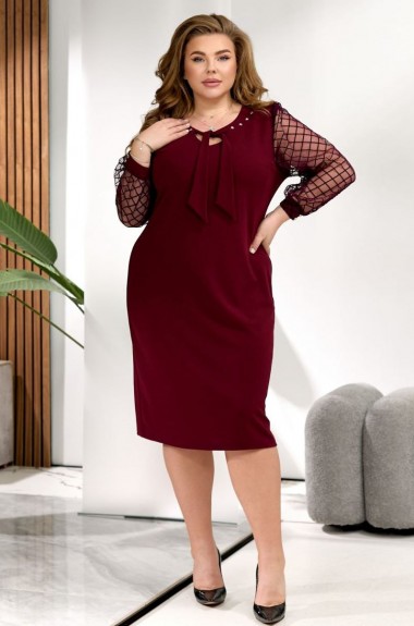 Платье с полупрозрачными рукавами из сетки LISA-289A480 Платье с полупрозрачными рукавами из сетки LISA-289A480