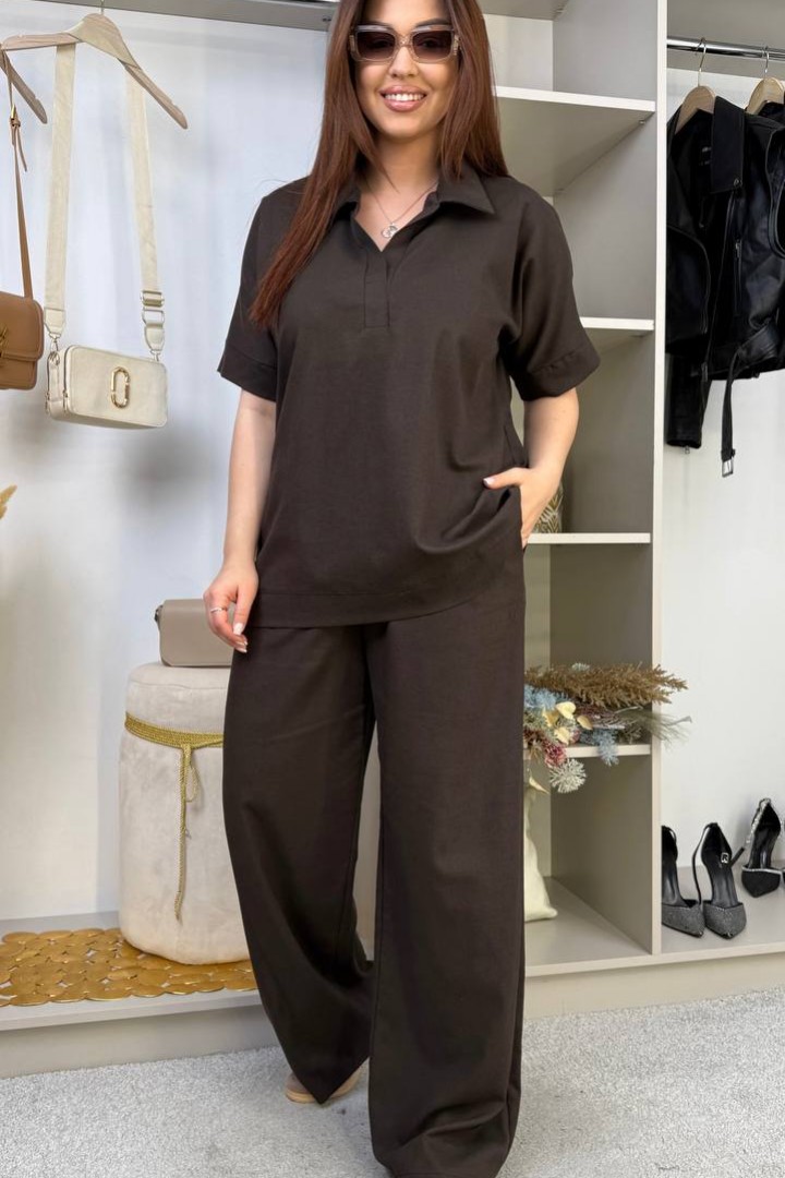 Льняной брючный костюм ME-545A720