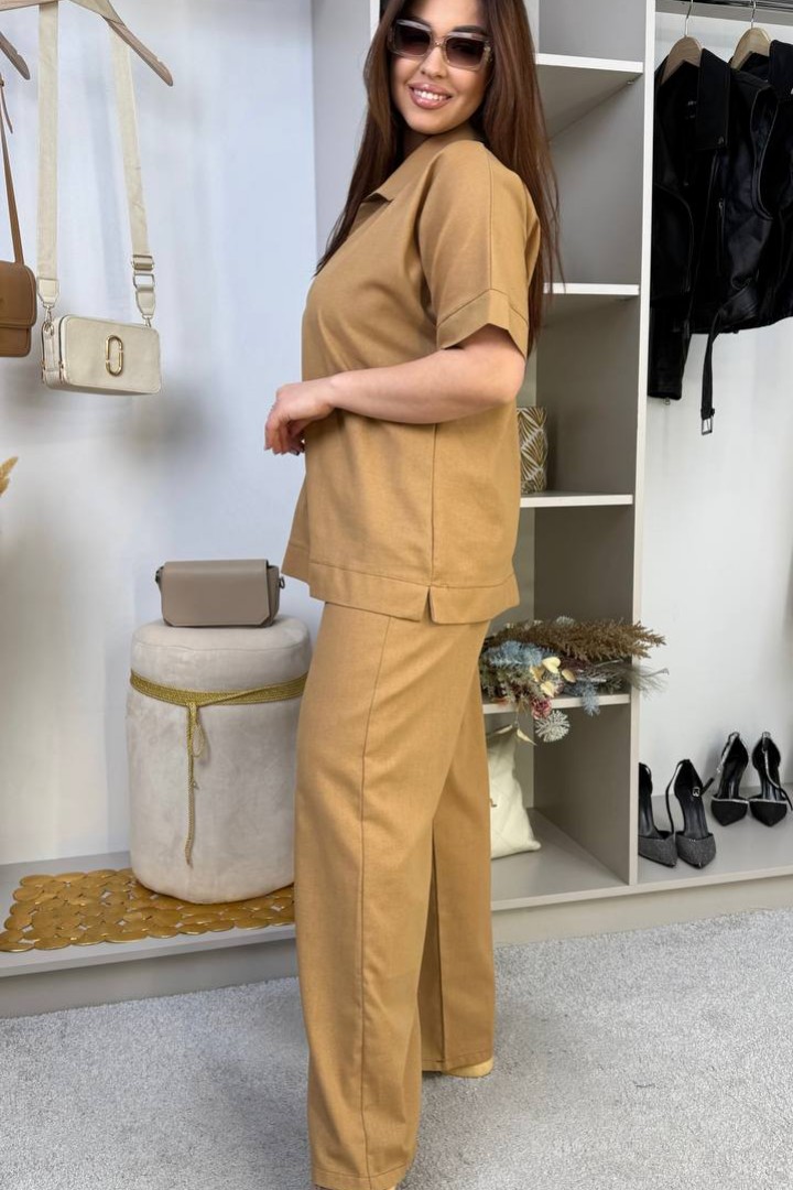 Льняной брючный костюм ME-545A720