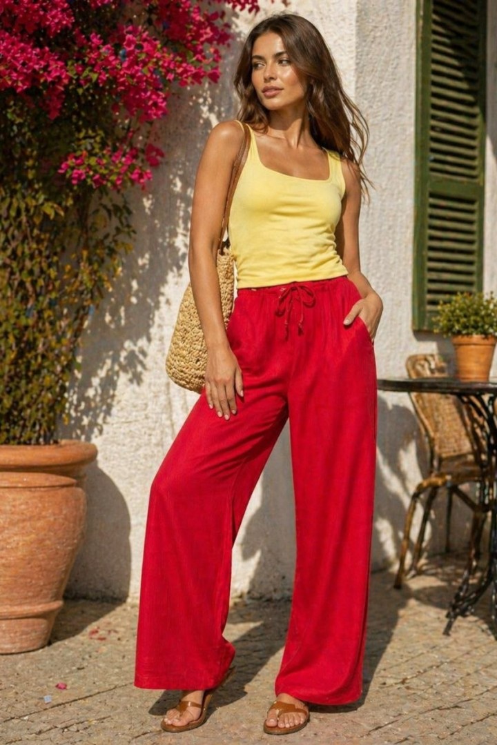 Легкие брюки из жатого шелка MIK-8080A450