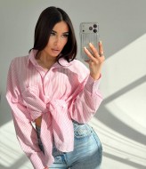 Льняна сорочка в смужку RAB-672A459