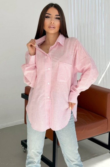 Льняна сорочка в смужку RAB-672A459