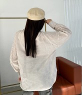 Льняна сорочка в смужку RAB-672A459