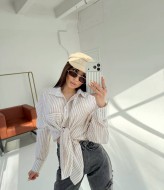 Льняна сорочка в смужку RAB-672A459