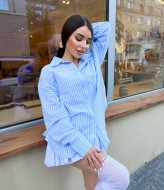 Льняна сорочка в смужку RAB-672A459