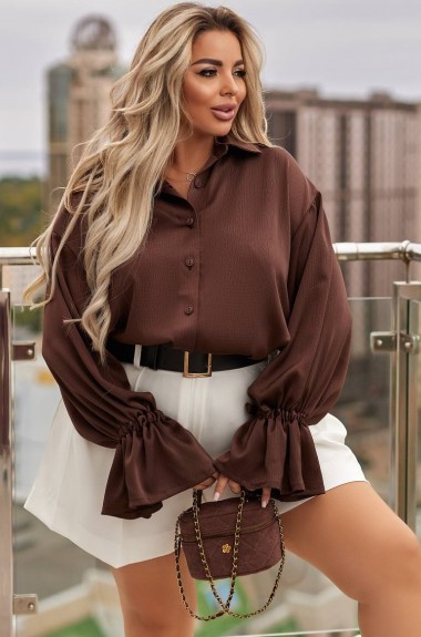 Шелковая блузка с длинным рукавом  EY-731A12B14