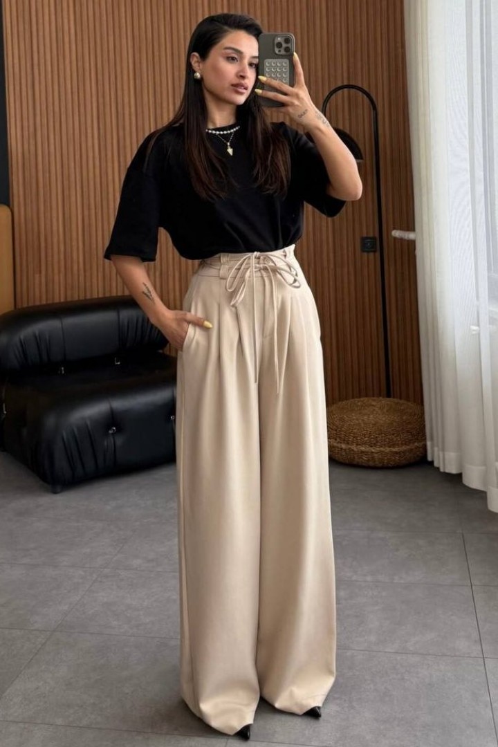 Брюки крій «oversize» з подвійним поясом DMP-A7135A380