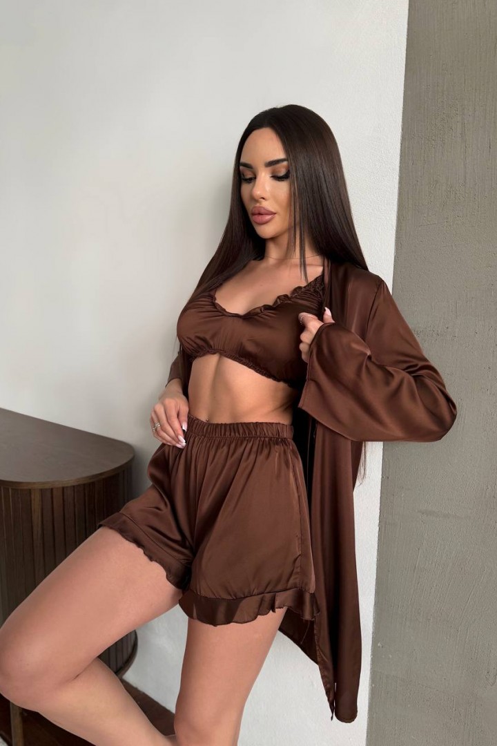 Шелковая пижама тройка  BB-013A650