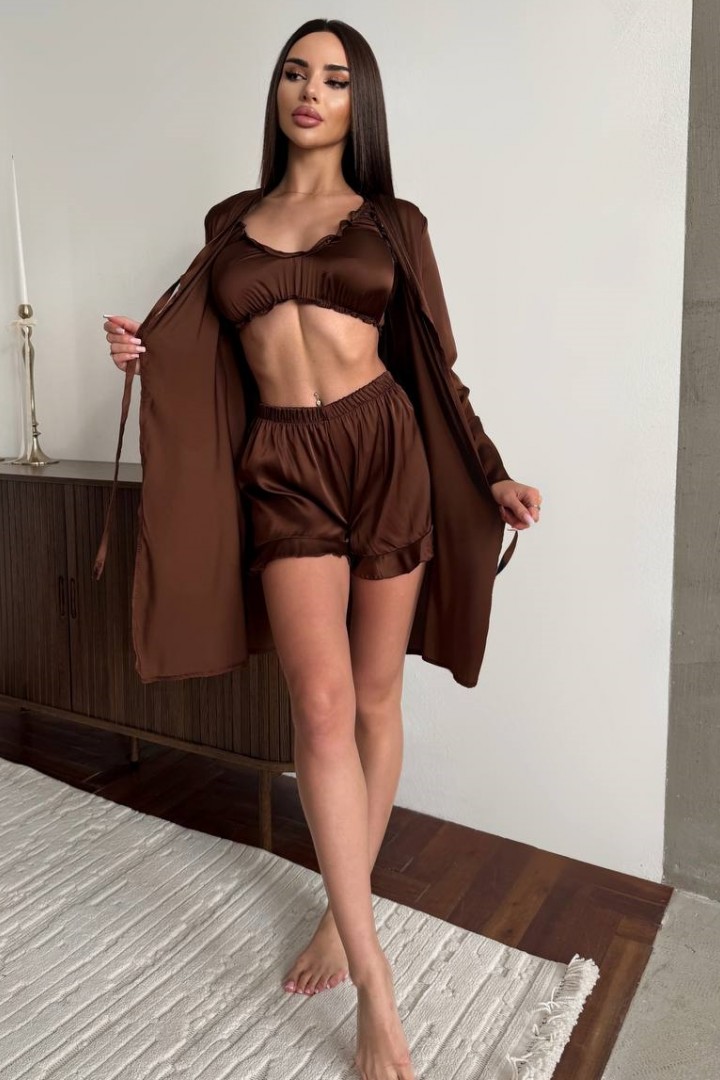 Шелковая пижама тройка  BB-013A650