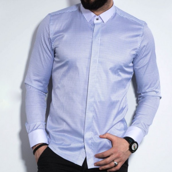 Мужская рубашка в полоску с длинным рукавом RT-0118307