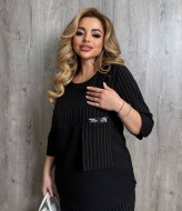 Черный брючный костюм женский  VK-066A600