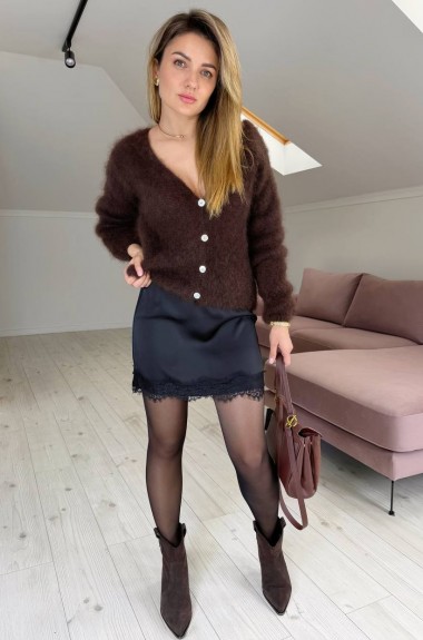 Шелковая юбка с кружевом KG-145A260