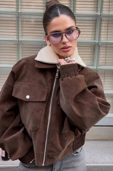 Замшевая куртка-бомбер ZL-035A1300