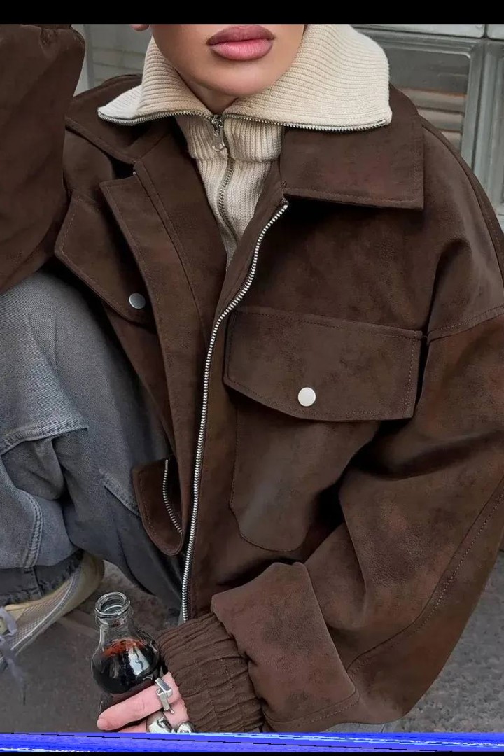 Замшева куртка-бомбер ZL-035A1300